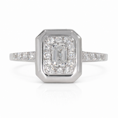 Emerald Halo Ring