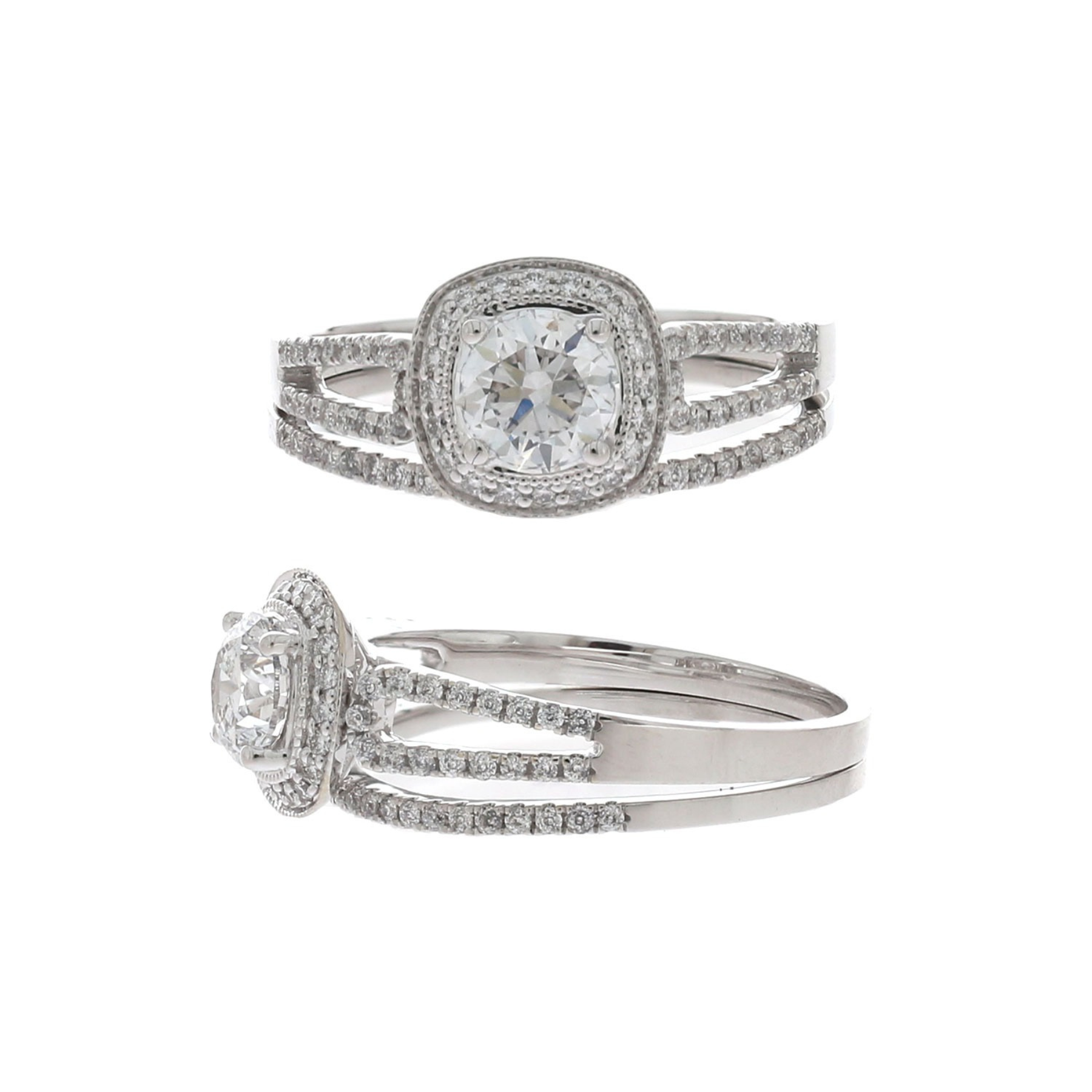 Shimmer Halo Solitaire Ring