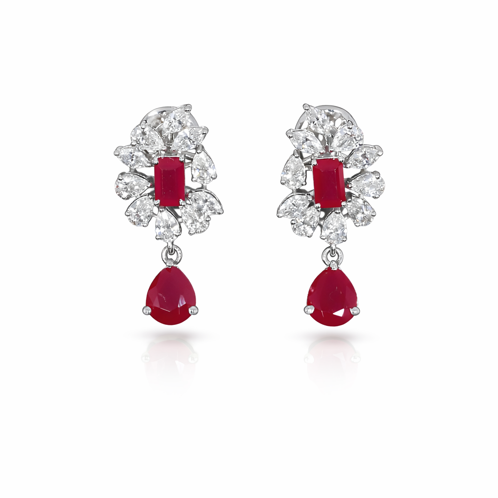 Ruby Pear Drop Earrings