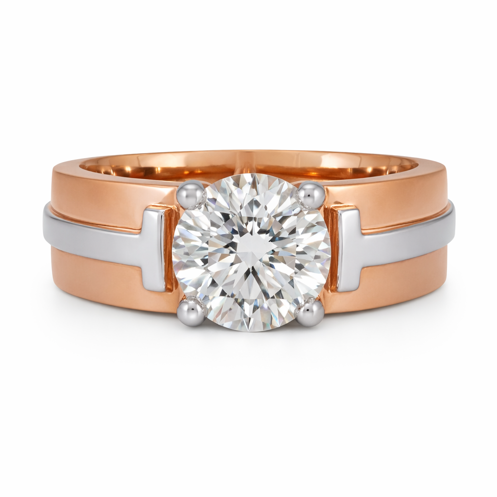 Mens Round Solitaire Ring