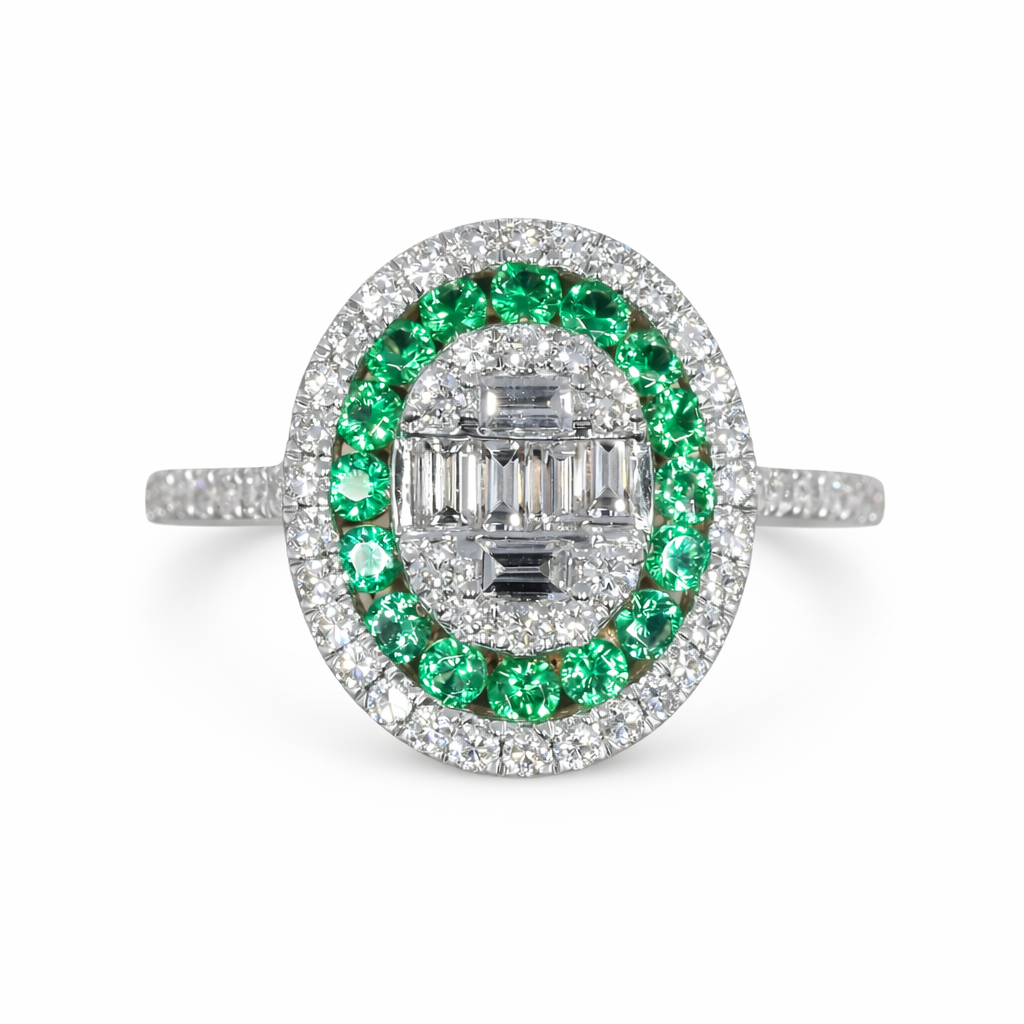 Emerald Halo Ring