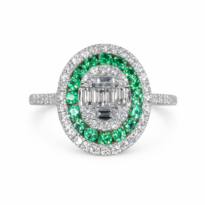 Emerald Halo Ring