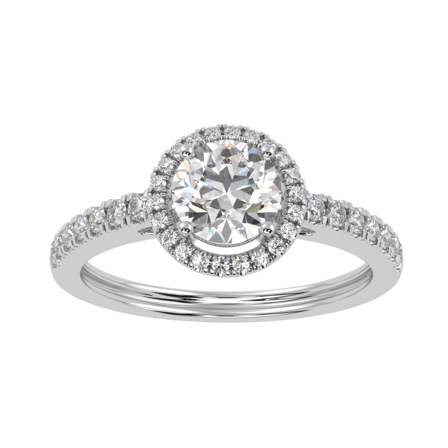 Round Ring in Halo Pave Setting (1.00 ct)