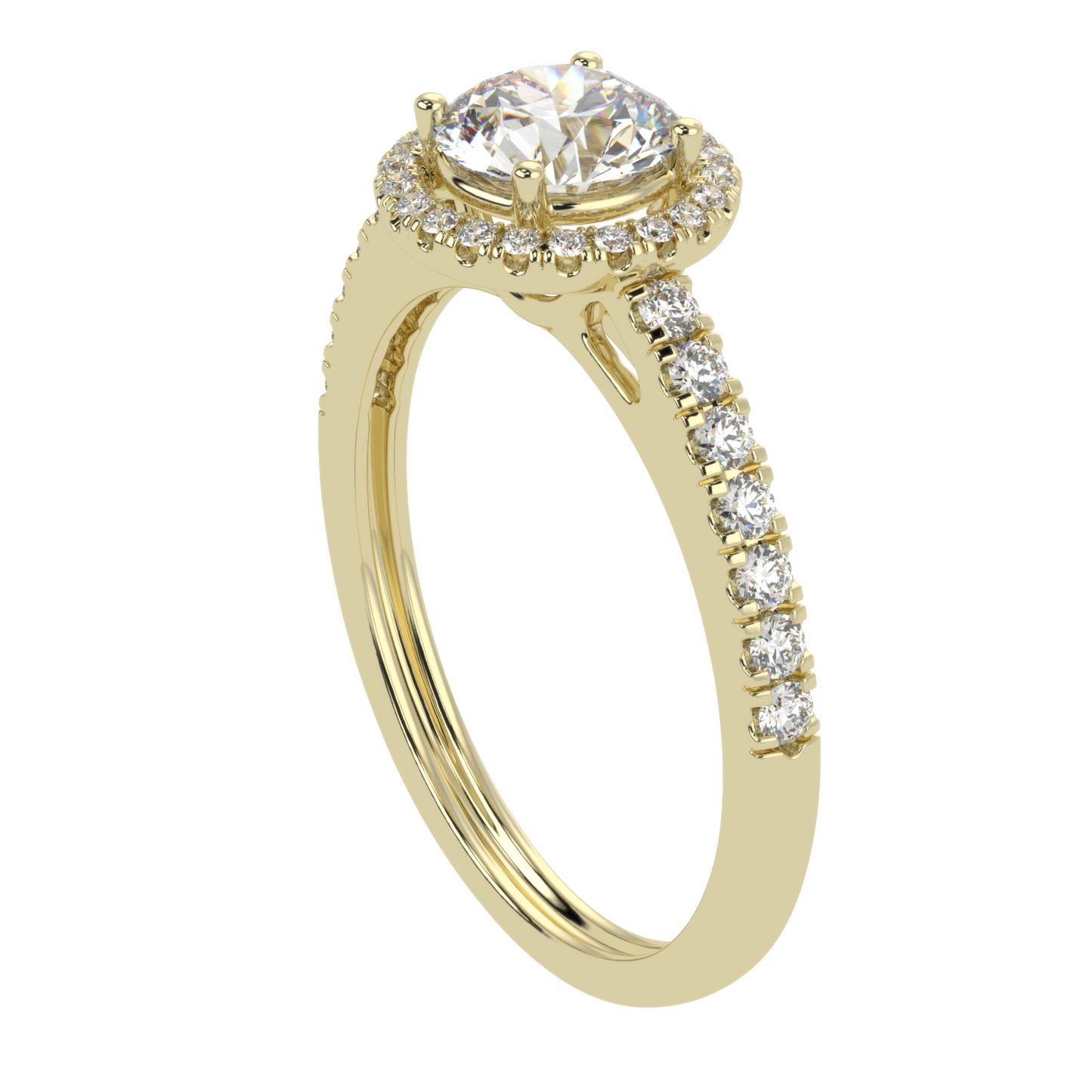 Round Ring in Halo Pave Setting (1.00 ct)