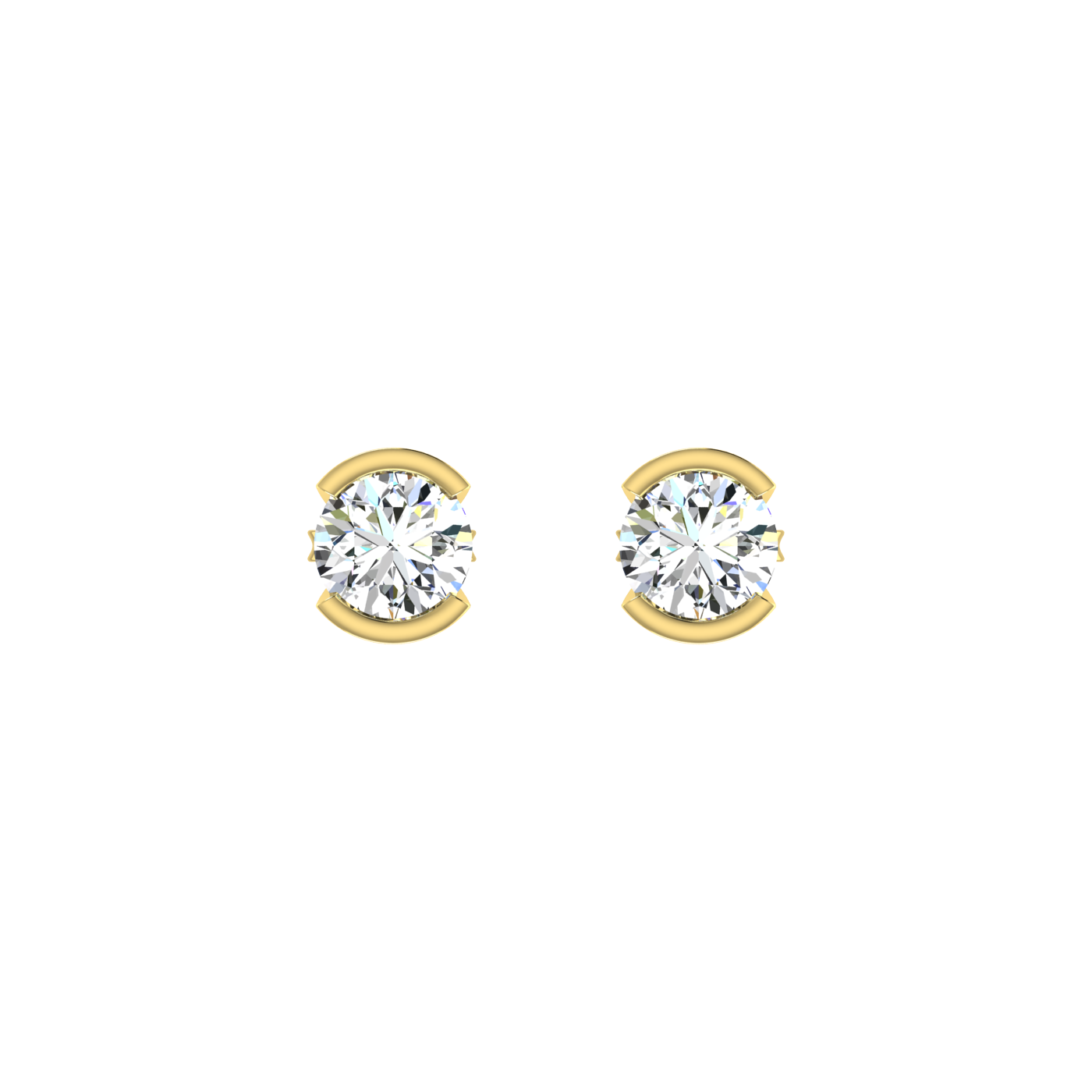 Semi bezel set Round Earrings