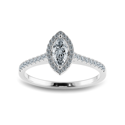 Marquise Soitaire Ring in Halo Pave Setting