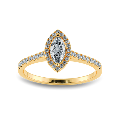 Marquise Soitaire Ring in Halo Pave Setting