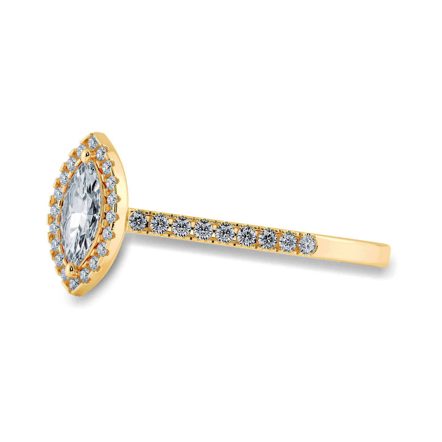 Marquise Soitaire Ring in Halo Pave Setting