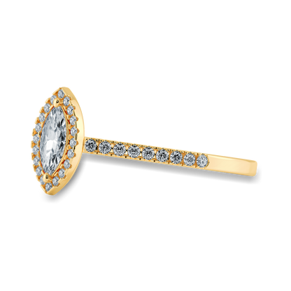 Marquise Soitaire Ring in Halo Pave Setting