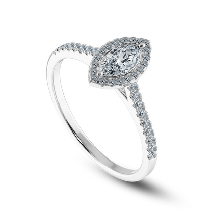 Marquise Soitaire Ring in Halo Pave Setting