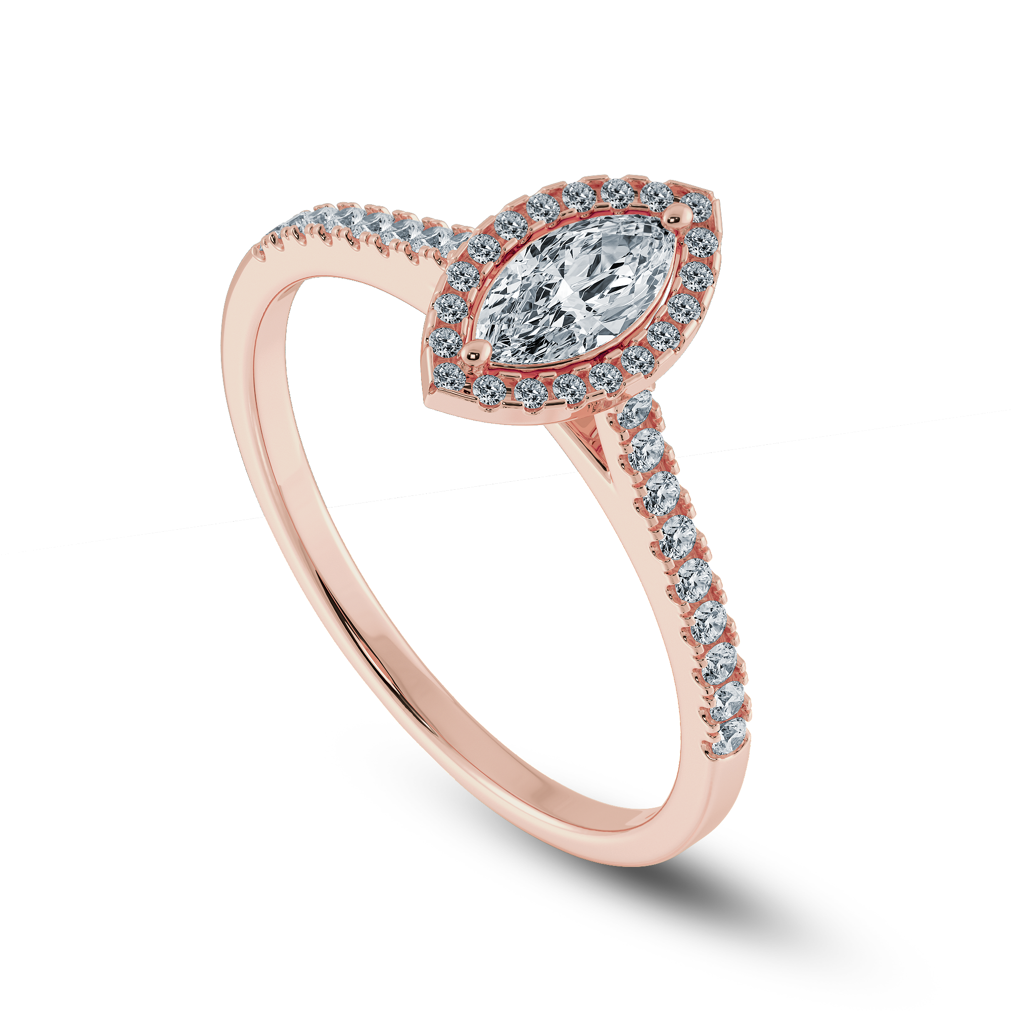 Marquise Soitaire Ring in Halo Pave Setting