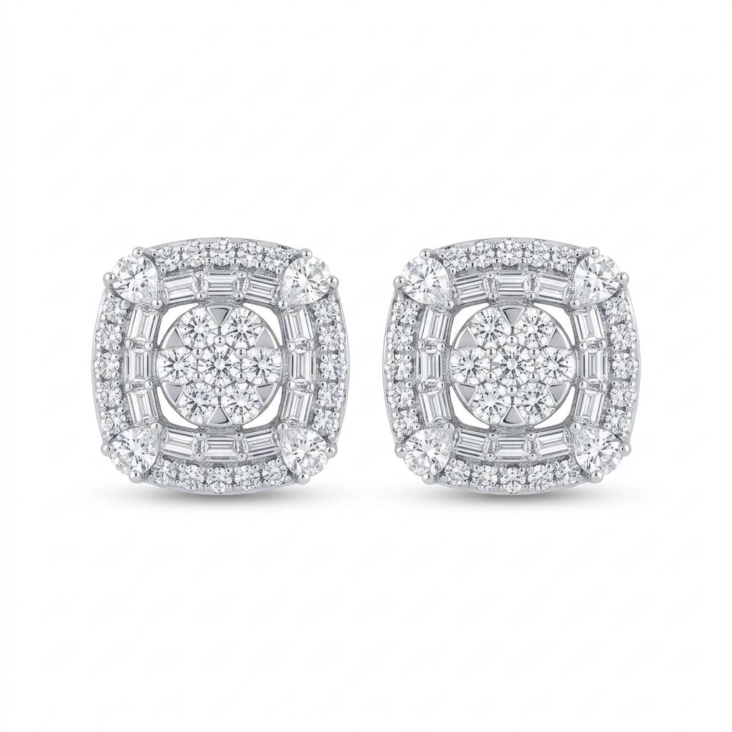 Cushion Mosaic Diamond Studs