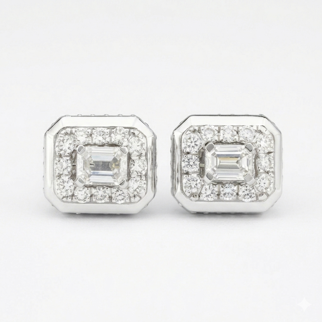Emerald Halo Earrings