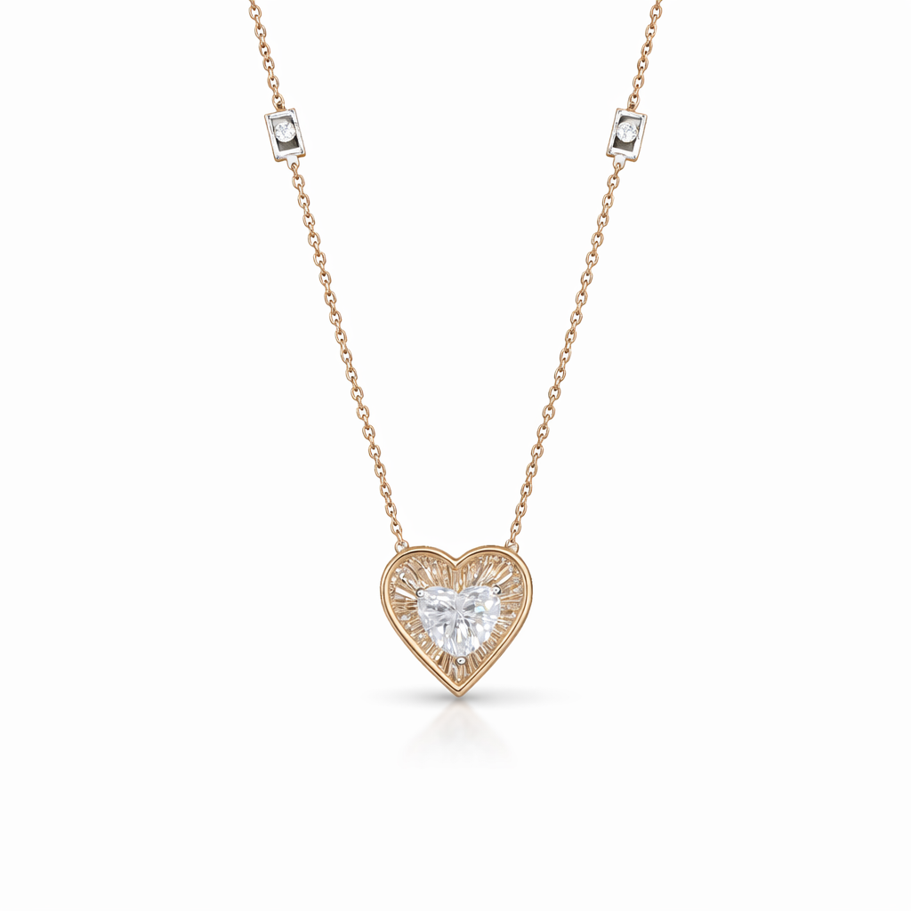 Heart sunrays pendant