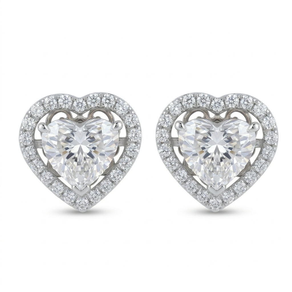 Heart Halo Stud Earrings