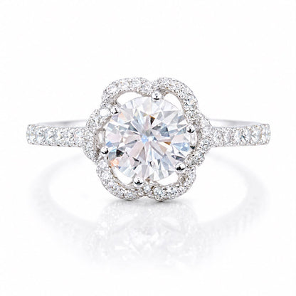 Flower halo Solitaire Ring