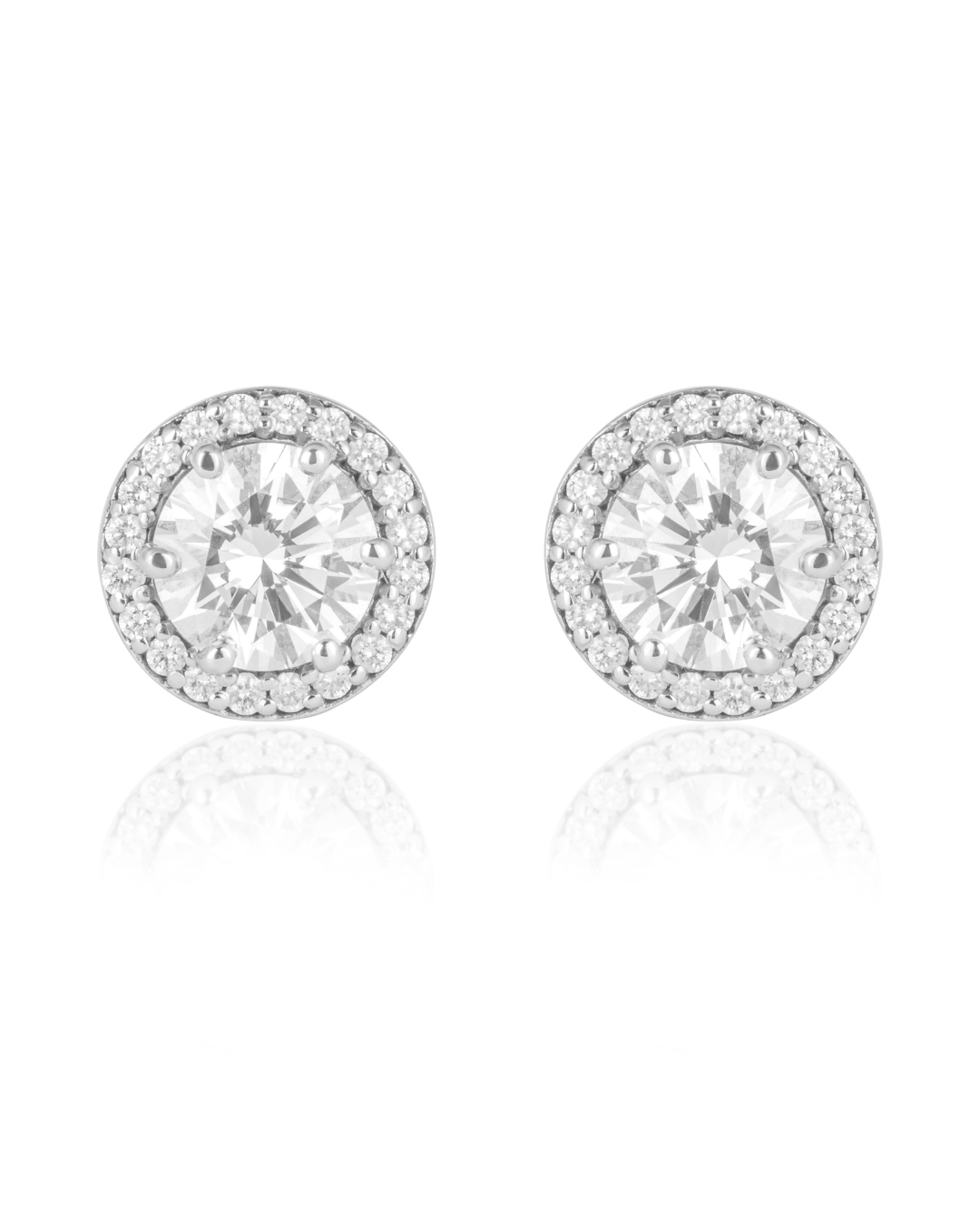 Round 1.00 ct Earrings Studs in Halo Setting